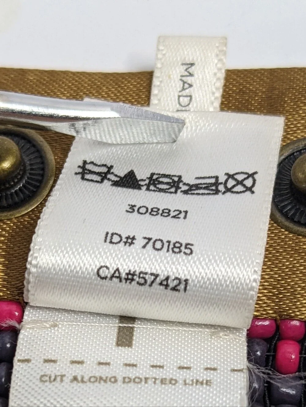 LOFT Geometric Seed Bead Stretch Waist Belt, Snap Fastener, Sz M, 27.5